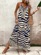 Vestido Longo Estampa de Onça Costa Serena com Alças Finas — fotografia 47 | Mar & Pérola