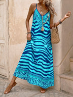 Vestido Longo Estampa de Onça Costa Serena com Alças Finas — fotografia 56 | Mar & Pérola
