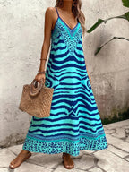Vestido Longo Estampa de Onça Costa Serena com Alças Finas — fotografia 57 | Mar & Pérola