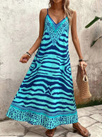 Vestido Longo Estampa de Onça Costa Serena com Alças Finas — fotografia 59 | Mar & Pérola
