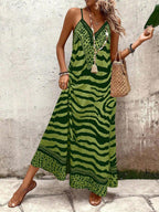 Vestido Longo Estampa de Onça Costa Serena com Alças Finas — fotografia 61 | Mar & Pérola