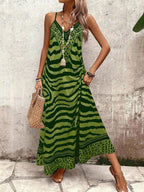 Vestido Longo Estampa de Onça Costa Serena com Alças Finas — fotografia 64 | Mar & Pérola