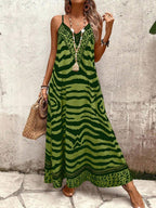 Vestido Longo Estampa de Onça Costa Serena com Alças Finas — fotografia 65 | Mar & Pérola