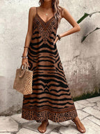 Vestido Longo Estampa de Onça Costa Serena com Alças Finas — fotografia 68 | Mar & Pérola