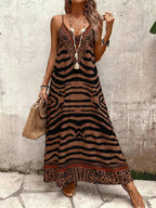Vestido Longo Estampa de Onça Costa Serena com Alças Finas — fotografia 70 | Mar & Pérola