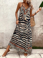Vestido Longo Estampa de Onça Costa Serena com Alças Finas — fotografia 76 | Mar & Pérola