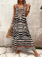 Vestido Longo Estampa de Onça Costa Serena com Alças Finas — fotografia 77 | Mar & Pérola