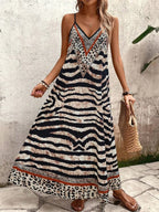 Vestido Longo Estampa de Onça Costa Serena com Alças Finas — fotografia 79 | Mar & Pérola