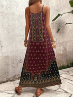 Vestido Longo Estampa de Onça Costa Serena com Alças Finas — fotografia 82 | Mar & Pérola