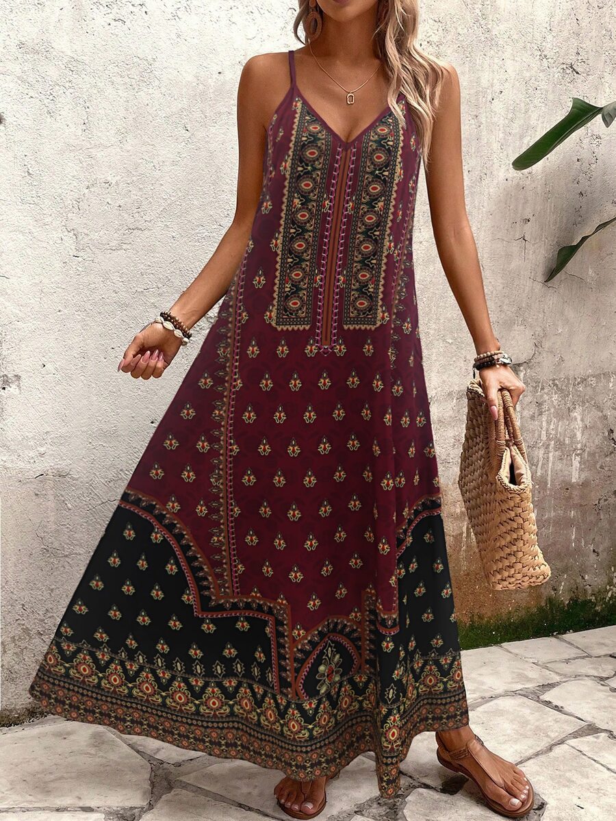 Vestido Longo Estampa de Onça Costa Serena com Alças Finas — fotografia 85 | Mar & Pérola