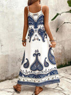Vestido Longo Estampa de Onça Costa Serena com Alças Finas — fotografia 90 | Mar & Pérola