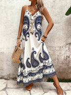 Vestido Longo Estampa de Onça Costa Serena com Alças Finas — fotografia 91 | Mar & Pérola