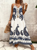 Vestido Longo Estampa de Onça Costa Serena com Alças Finas — fotografia 94 | Mar & Pérola