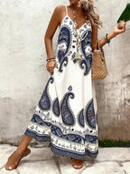 Vestido Longo Estampa de Onça Costa Serena com Alças Finas — fotografia 95 | Mar & Pérola