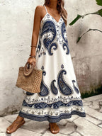 Vestido Longo Estampa de Onça Costa Serena com Alças Finas — fotografia 96 | Mar & Pérola