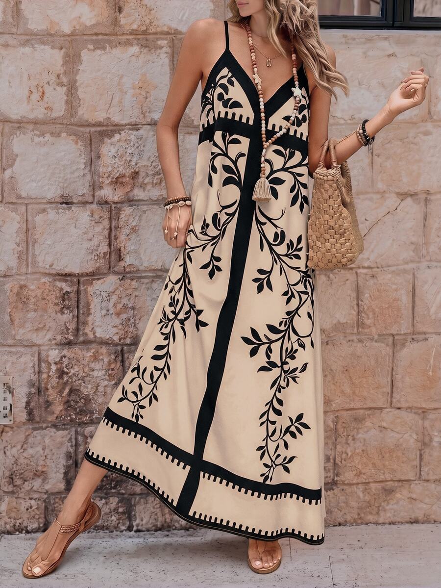 Vestido Longo Estampa de Onça Costa Serena com Alças Finas — fotografia 97 | Mar & Pérola