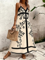 Vestido Longo Estampa de Onça Costa Serena com Alças Finas — fotografia 103 | Mar & Pérola