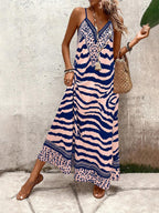Vestido Longo Estampa de Onça Costa Serena com Alças Finas — fotografia 105 | Mar & Pérola