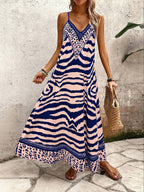Vestido Longo Estampa de Onça Costa Serena com Alças Finas — fotografia 107 | Mar & Pérola