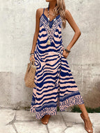 Vestido Longo Estampa de Onça Costa Serena com Alças Finas — fotografia 108 | Mar & Pérola