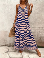 Vestido Longo Estampa de Onça Costa Serena com Alças Finas — fotografia 109 | Mar & Pérola