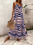 Vestido Longo Estampa de Onça Costa Serena com Alças Finas — fotografia 110 | Mar & Pérola