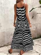 Vestido Longo Estampa de Onça Costa Serena com Alças Finas — fotografia 113 | Mar & Pérola
