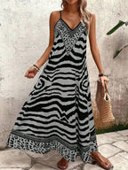 Vestido Longo Estampa de Onça Costa Serena com Alças Finas — fotografia 118 | Mar & Pérola