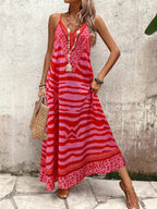 Vestido Longo Estampa de Onça Costa Serena com Alças Finas — fotografia 124 | Mar & Pérola