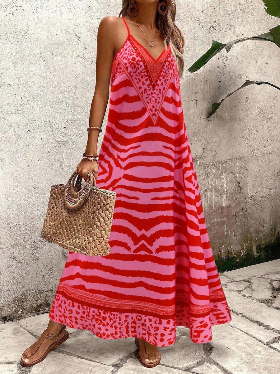 Vestido Longo Estampa de Onça Costa Serena com Alças Finas — fotografia 125 | Mar & Pérola