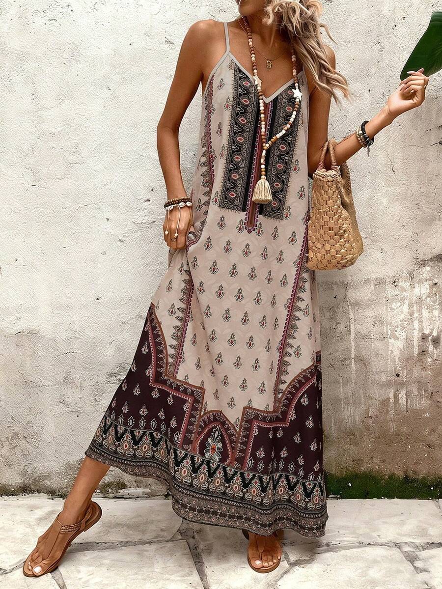 Vestido Longo Estampa de Onça Costa Serena com Alças Finas — fotografia 126 | Mar & Pérola