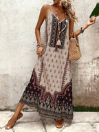 Vestido Longo Estampa de Onça Costa Serena com Alças Finas — fotografia 126 | Mar & Pérola