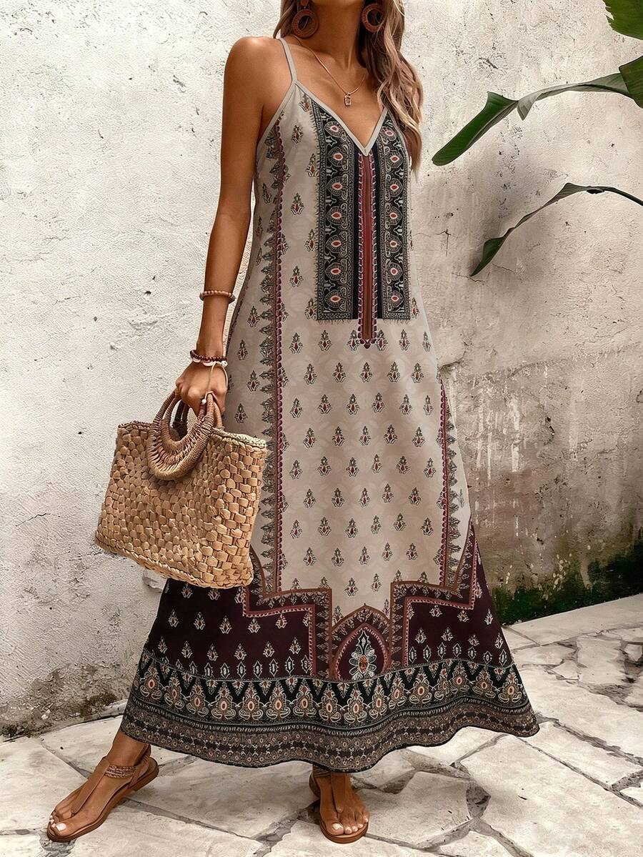 Vestido Longo Estampa de Onça Costa Serena com Alças Finas — fotografia 129 | Mar & Pérola