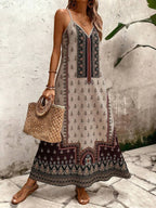 Vestido Longo Estampa de Onça Costa Serena com Alças Finas — fotografia 129 | Mar & Pérola
