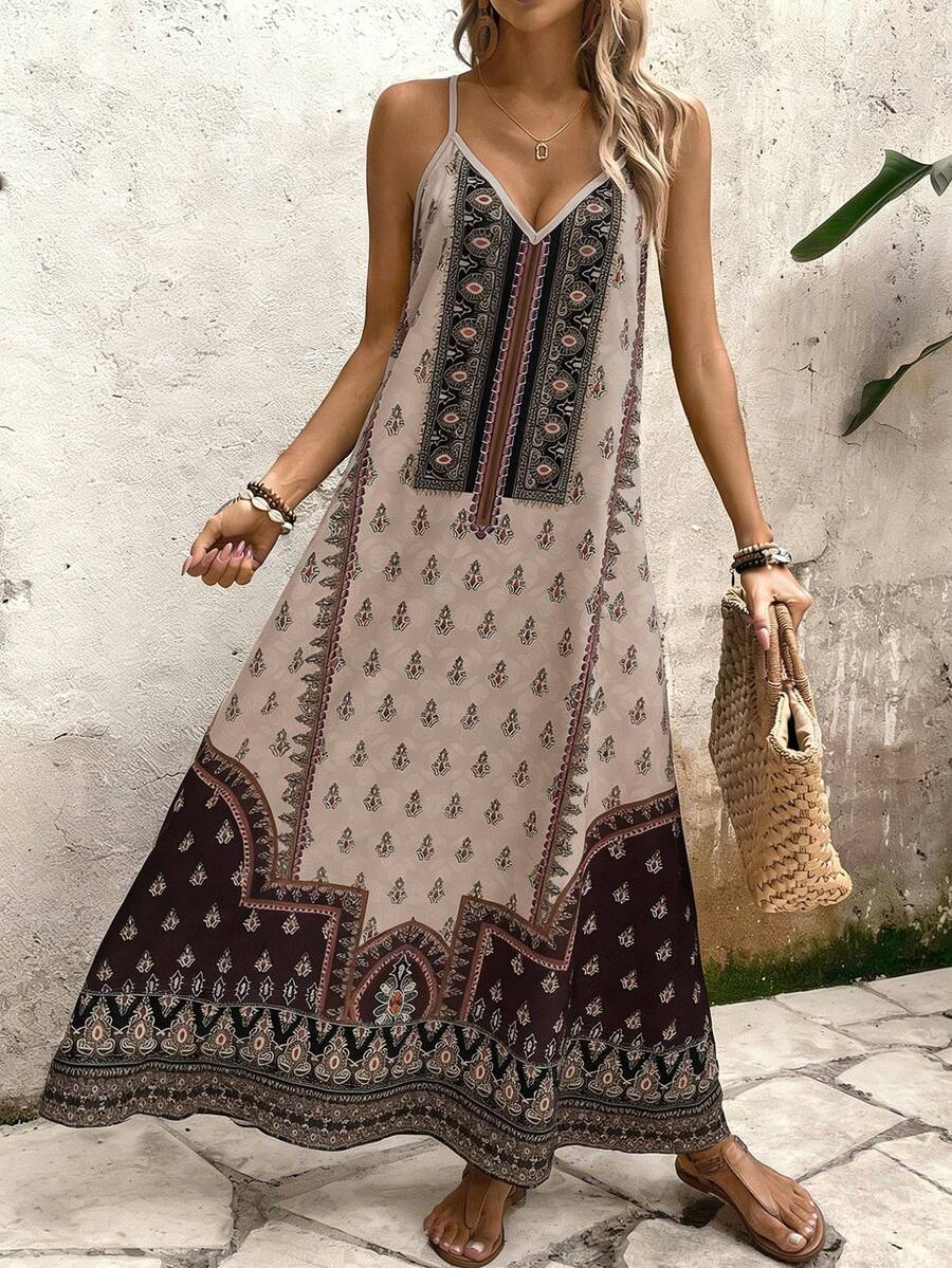 Vestido Longo Estampa de Onça Costa Serena com Alças Finas — fotografia 131 | Mar & Pérola