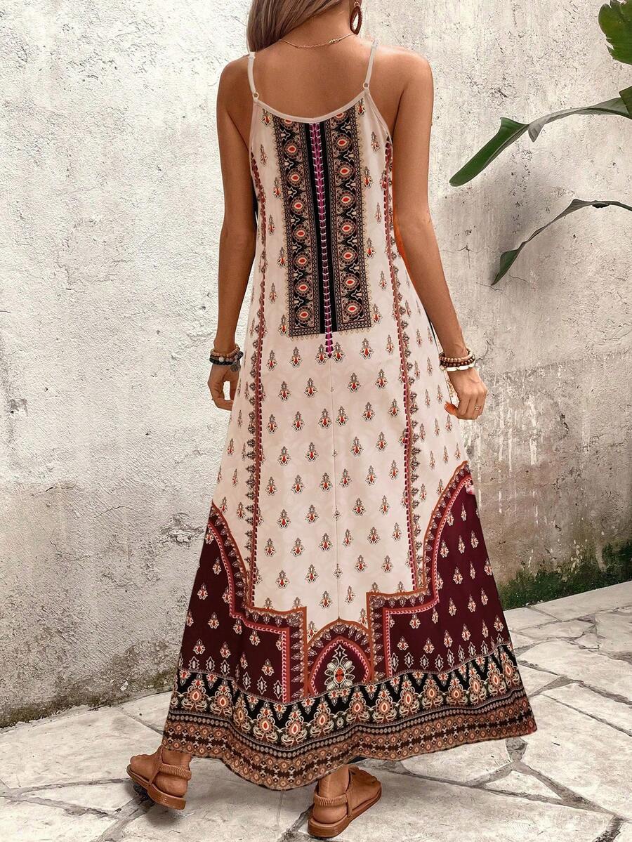 Vestido Longo Estampa de Onça Costa Serena com Alças Finas — fotografia 134 | Mar & Pérola