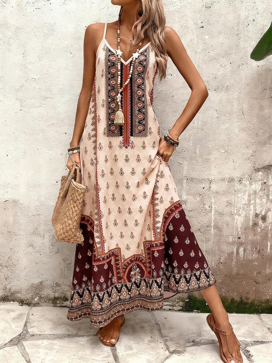 Vestido Longo Estampa de Onça Costa Serena com Alças Finas — fotografia 136 | Mar & Pérola