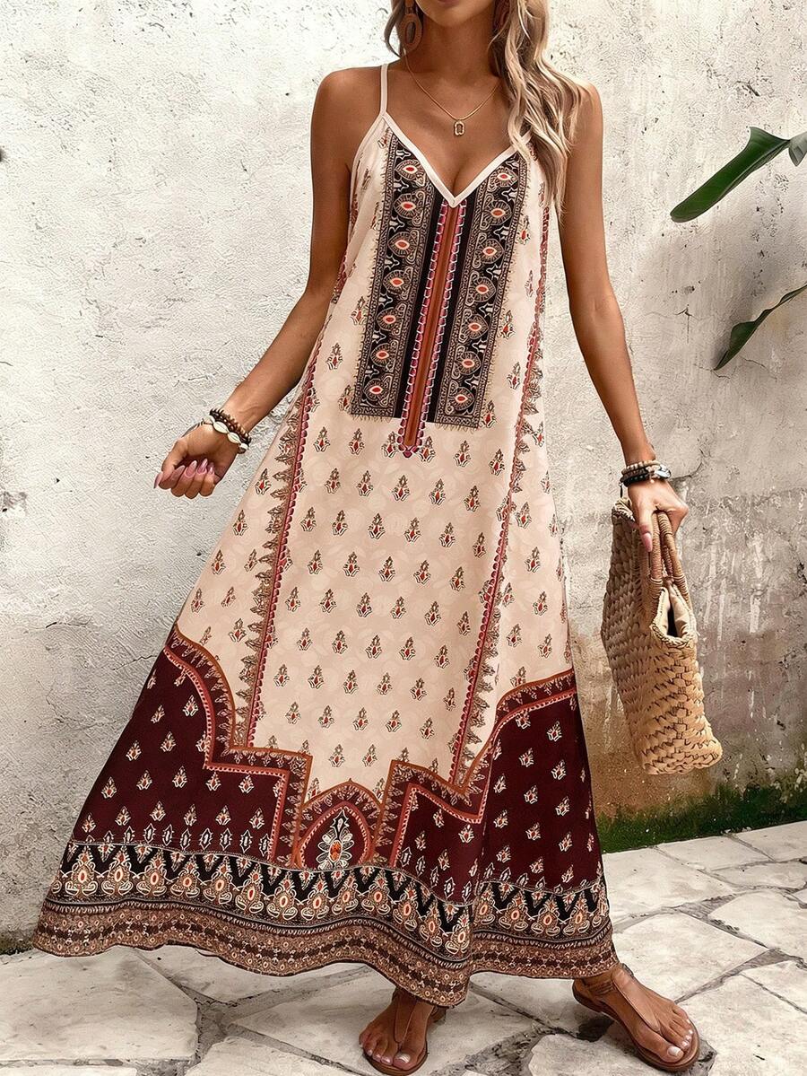 Vestido Longo Estampa de Onça Costa Serena com Alças Finas — fotografia 137 | Mar & Pérola