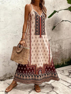 Vestido Longo Estampa de Onça Costa Serena com Alças Finas — fotografia 138 | Mar & Pérola