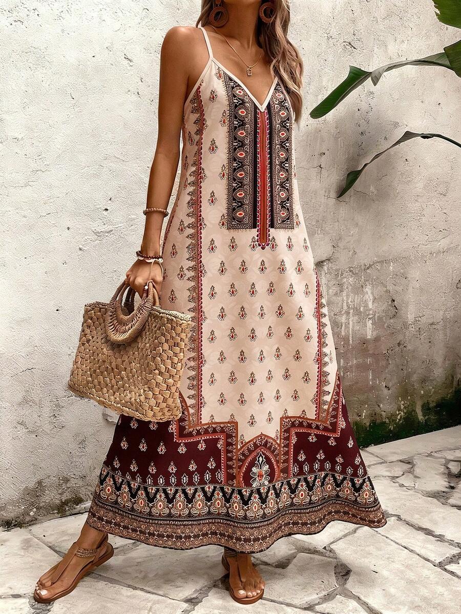 Vestido Longo Estampa de Onça Costa Serena com Alças Finas — fotografia 138 | Mar & Pérola