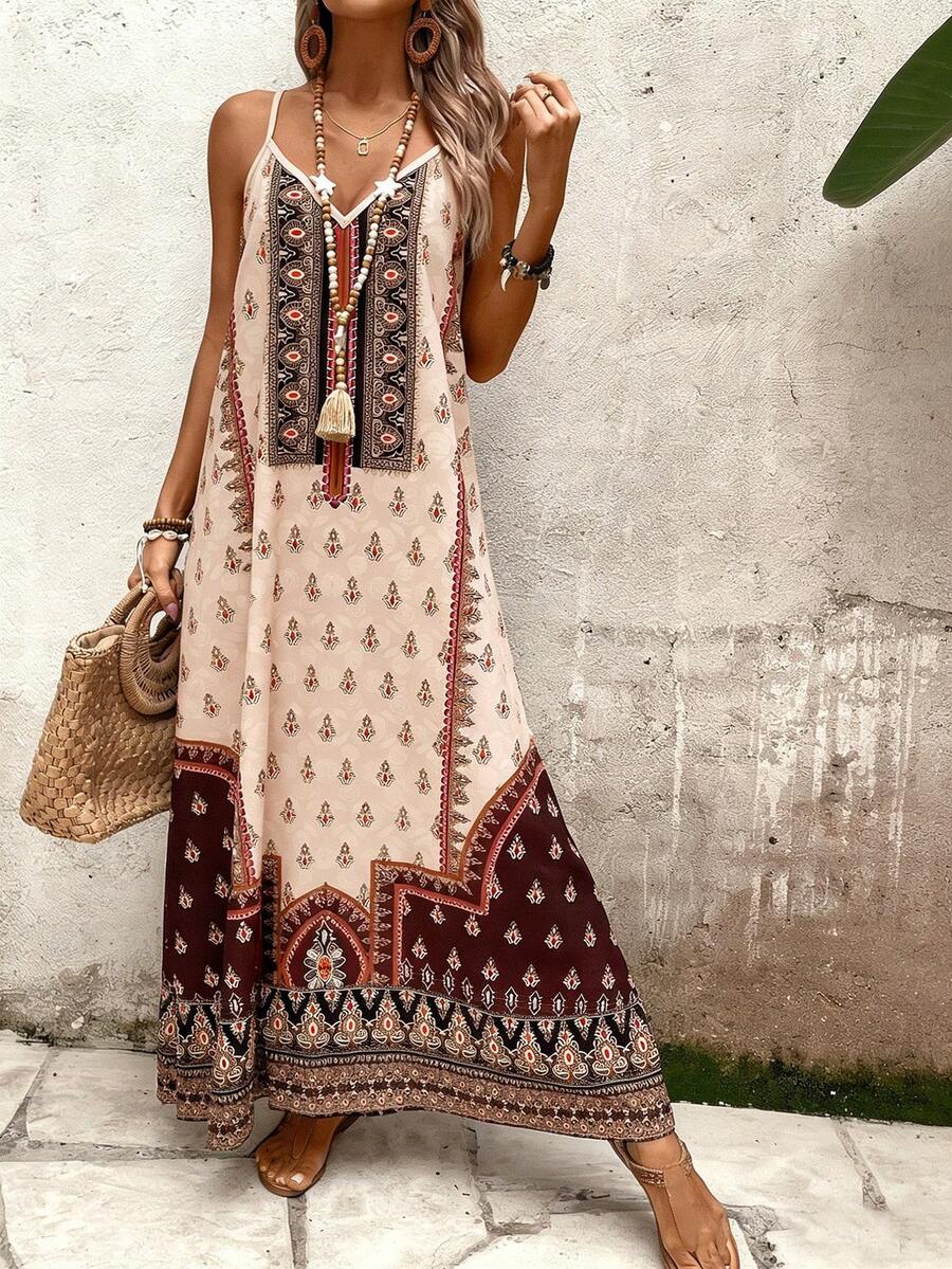 Vestido Longo Estampa de Onça Costa Serena com Alças Finas — fotografia 139 | Mar & Pérola