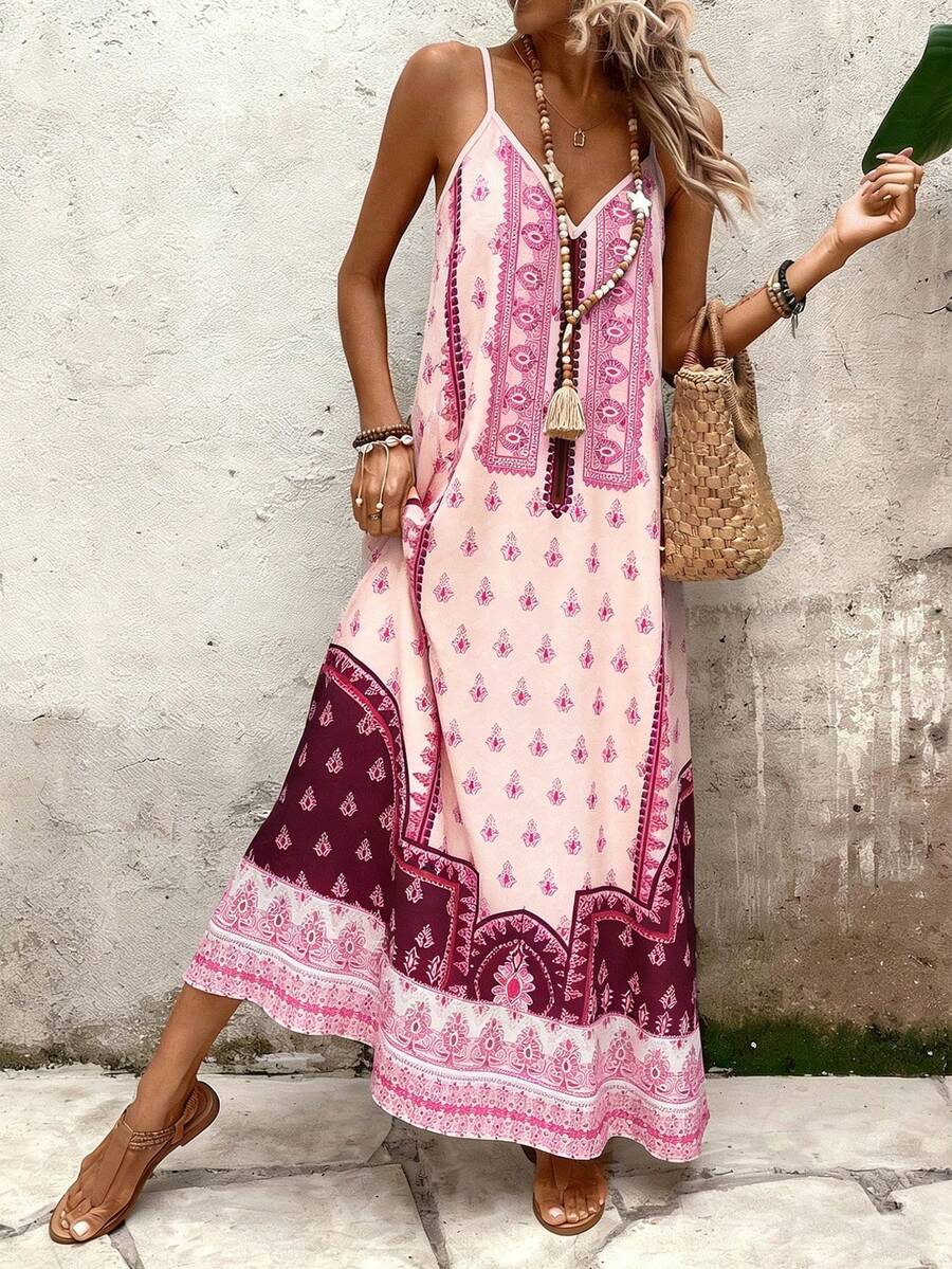 Vestido Longo Estampa de Onça Costa Serena com Alças Finas — fotografia 140 | Mar & Pérola