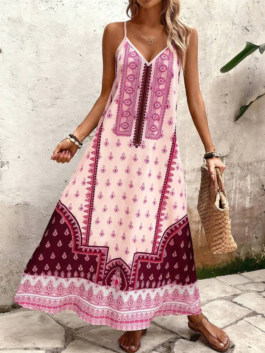Vestido Longo Estampa de Onça Costa Serena com Alças Finas — fotografia 142 | Mar & Pérola