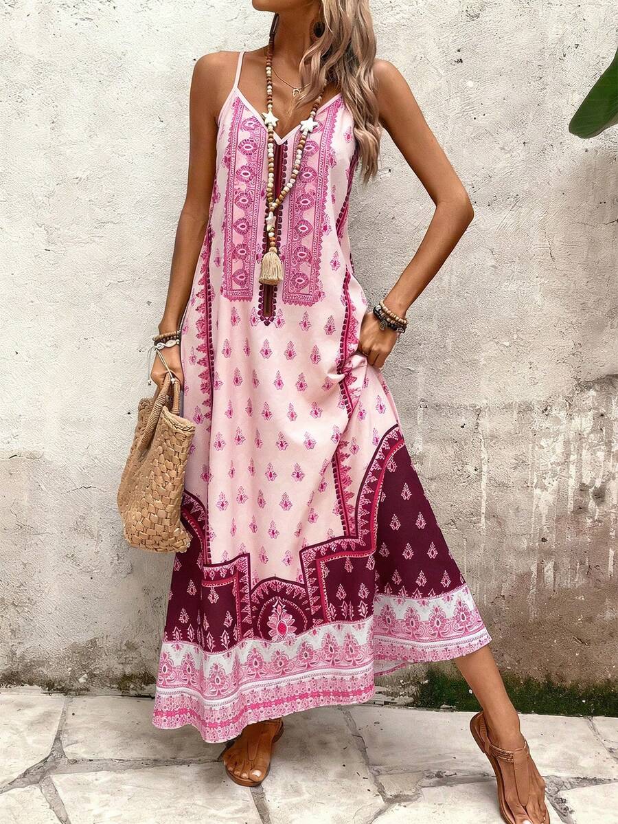 Vestido Longo Estampa de Onça Costa Serena com Alças Finas — fotografia 144 | Mar & Pérola