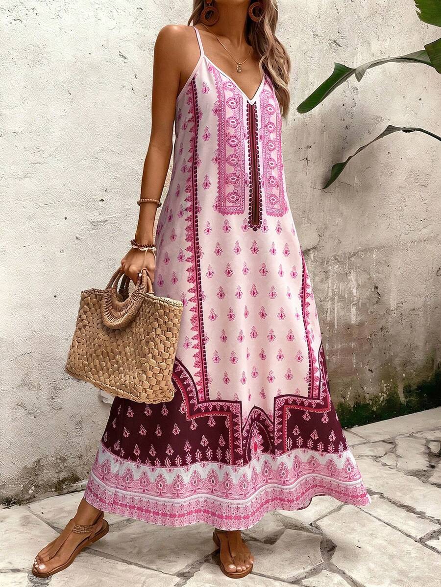 Vestido Longo Estampa de Onça Costa Serena com Alças Finas — fotografia 145 | Mar & Pérola