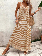 Vestido Longo Estampa de Onça Costa Serena com Alças Finas — fotografia 147 | Mar & Pérola