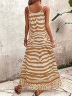 Vestido Longo Estampa de Onça Costa Serena com Alças Finas — fotografia 148 | Mar & Pérola