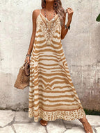 Vestido Longo Estampa de Onça Costa Serena com Alças Finas — fotografia 149 | Mar & Pérola