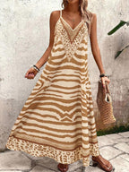 Vestido Longo Estampa de Onça Costa Serena com Alças Finas — fotografia 150 | Mar & Pérola