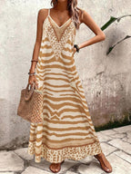 Vestido Longo Estampa de Onça Costa Serena com Alças Finas — fotografia 153 | Mar & Pérola